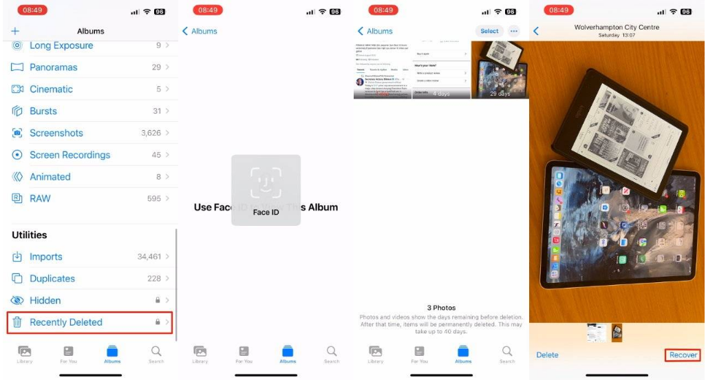 梁山苹果14维修分享 iPhone14 上恢复已删除的照片 