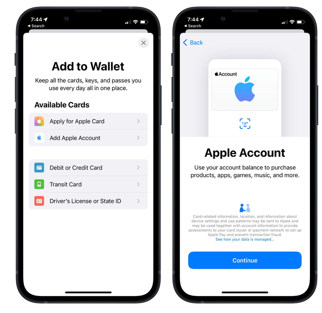 梁山苹果手机维修分享iOS 15.5钱包App如何添加 Apple 账户 